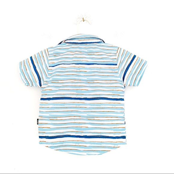American Hawk Boys’ Blue Striped Button Up Polo - Picture 2 of 5